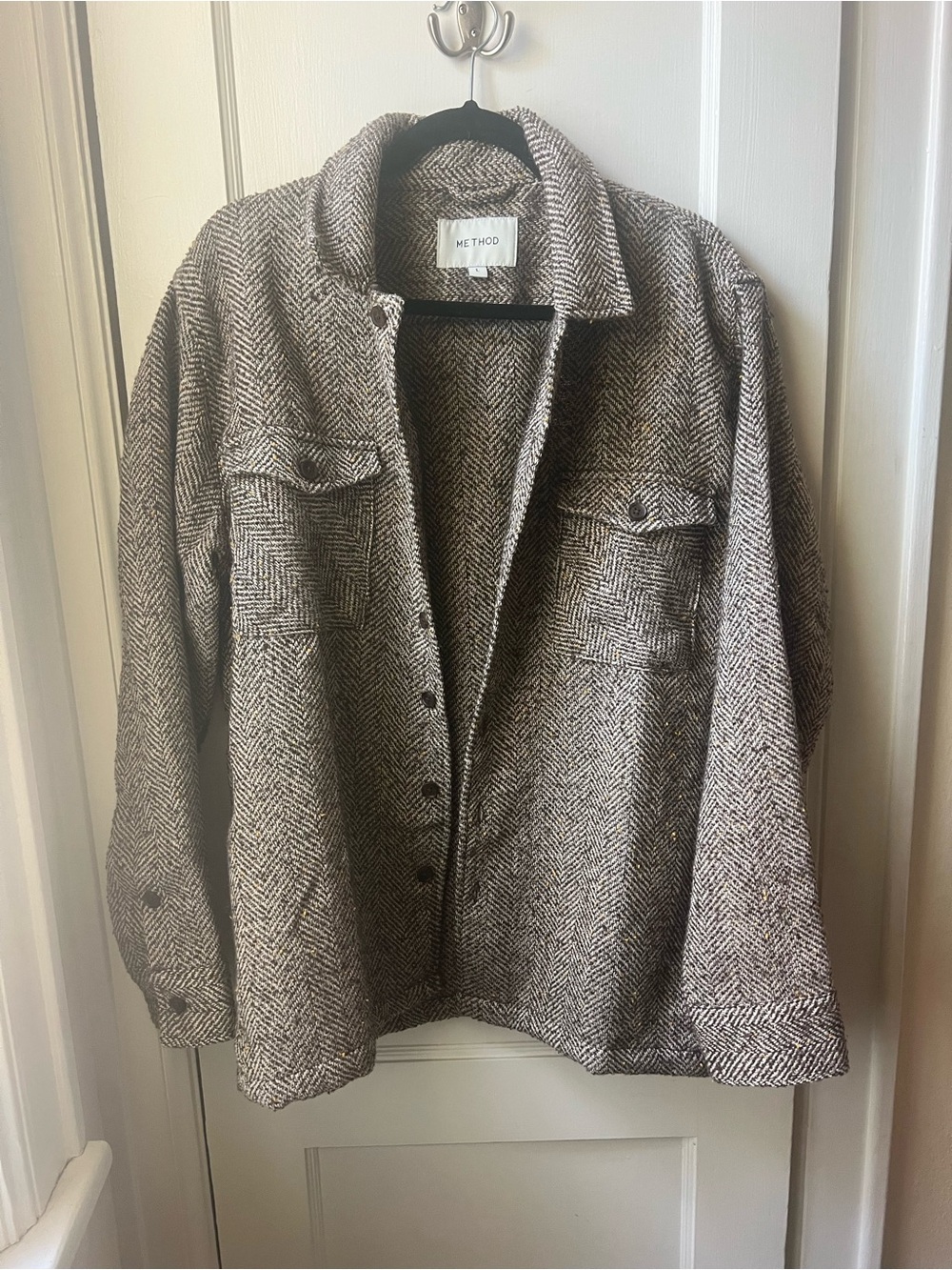 Method Men's Herringbone Blazer Jacket in Brown/Gray